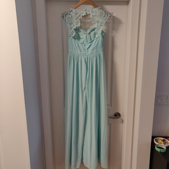 Open back mint evening gown - Picture 5 of 7